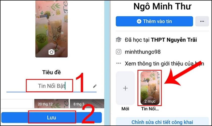 Đặt tiêu đề cho tin nổi bật và nhấn Lưu