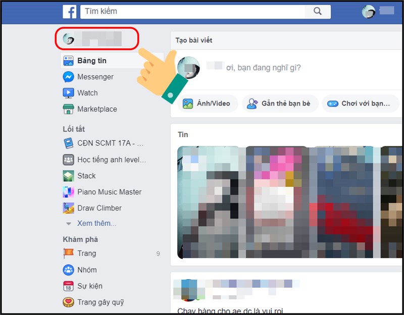 Bước 1: Mở Facebook và nhấn vào biểu tượng avatar để mở trang cá nhân của bạn.