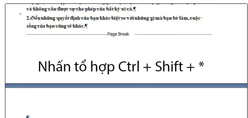 Dùng cách xóa trang trong Word bằng Paragraph