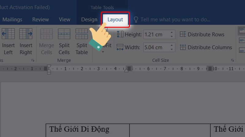 Tại bảng Word, chọn vào mục Layout