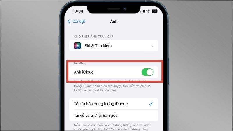 Tắt tính năng Ảnh iCloud