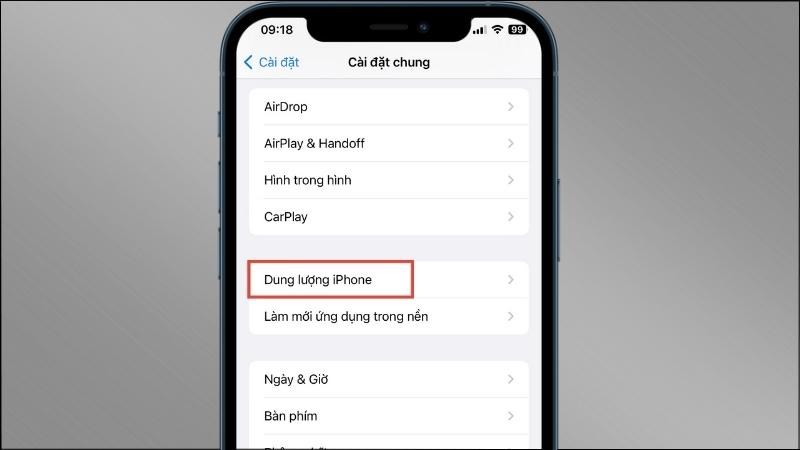 Chọn Dung lượng iPhone