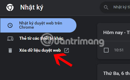 Chọn phạm vi thời gian để xóa lịch sử duyệt web