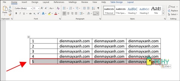 Cách xóa cột trong word