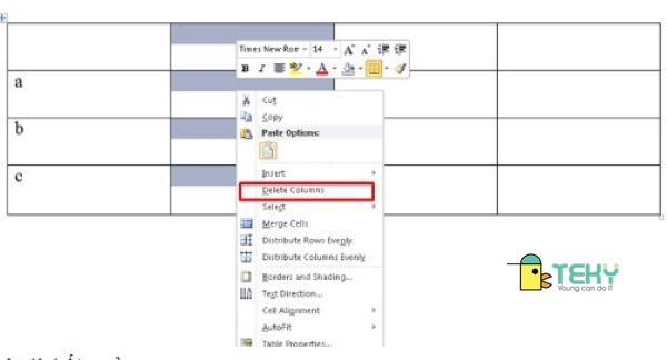 Cách xóa cột trong word