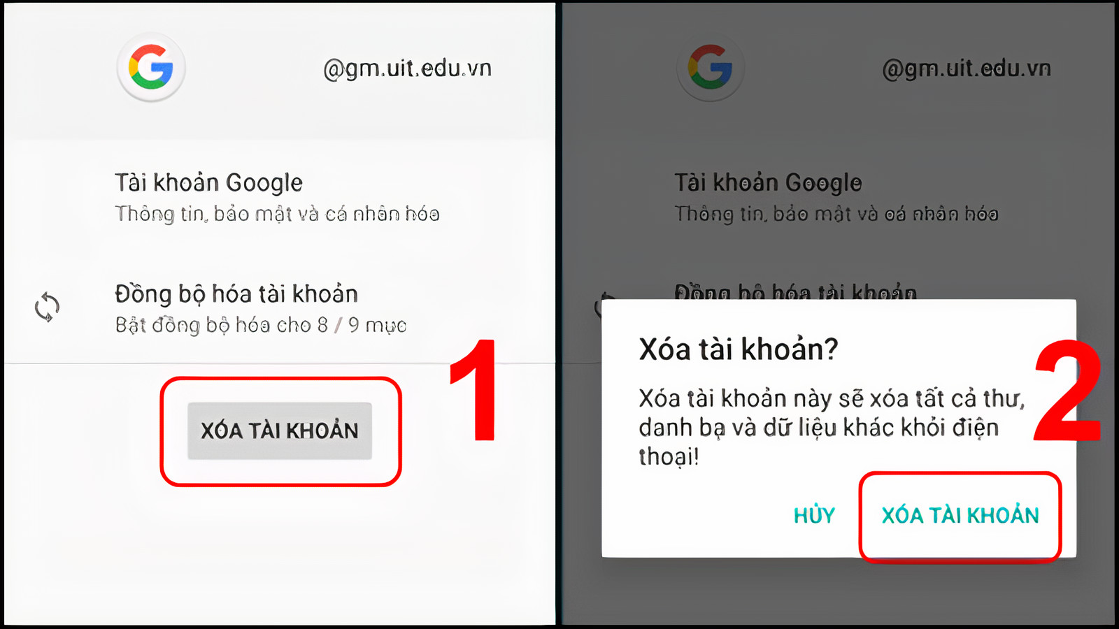 Vậy là có thể xóa được tài khoản Google ra khỏi máy Android rồi