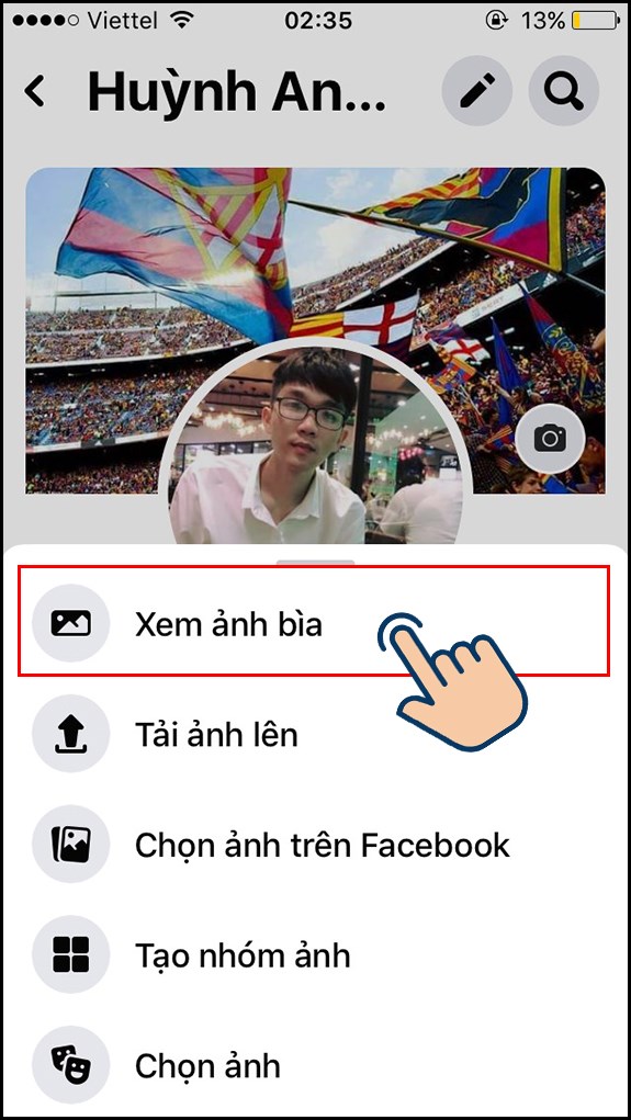 Nhấn vào Xem ảnh bìa.