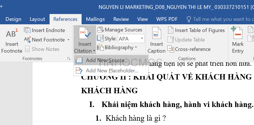 cách trích dẫn tài liệu tham khảo trong Word