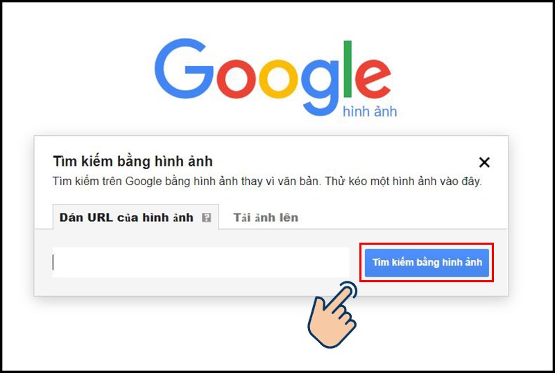 Bạn có thể tải ảnh lên từ kho ảnh trong máy tính hoặc bạn có thể dán link URL hình ảnh. Sau đó nhấn Tìm kiếm bằng hình ảnh để tiến hành tìm kiếm.