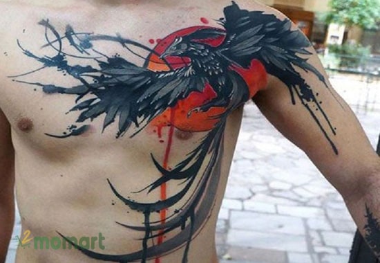 Tattoo phượng hoàng và mặt trời với ý nghĩa phấn đấu không ngừng