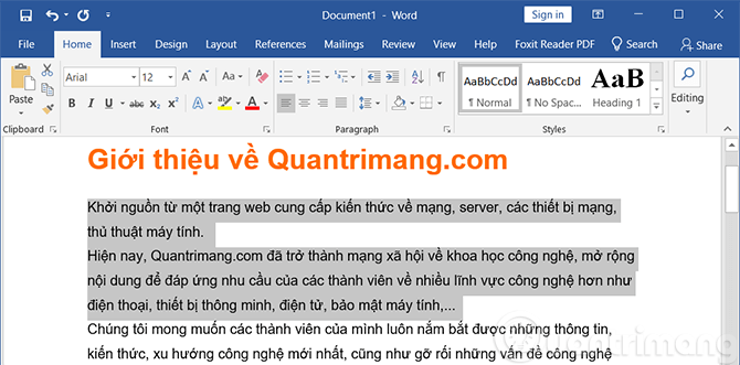 Chọn khoảng giãn đoạn trong Word