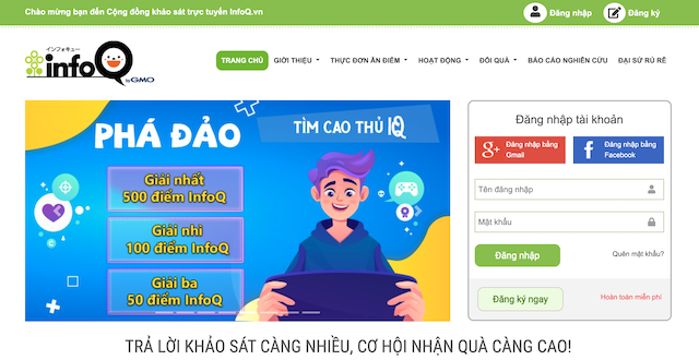 Web làm khảo sát kiếm tiền InforQ