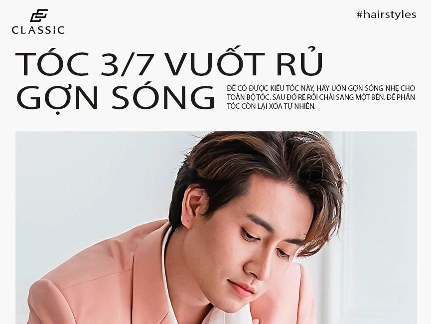 kiểu tóc 3/7 vuốt rủ