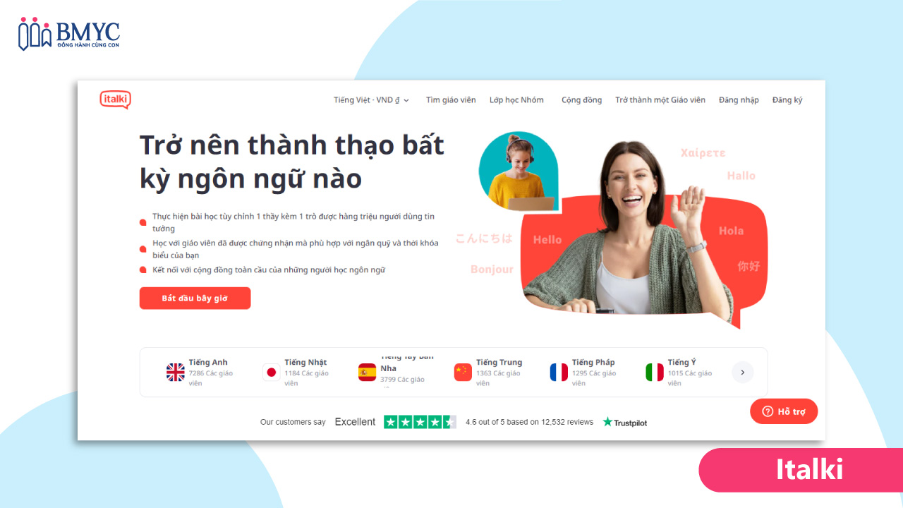 Web luyện nói tiếng anh online Italki