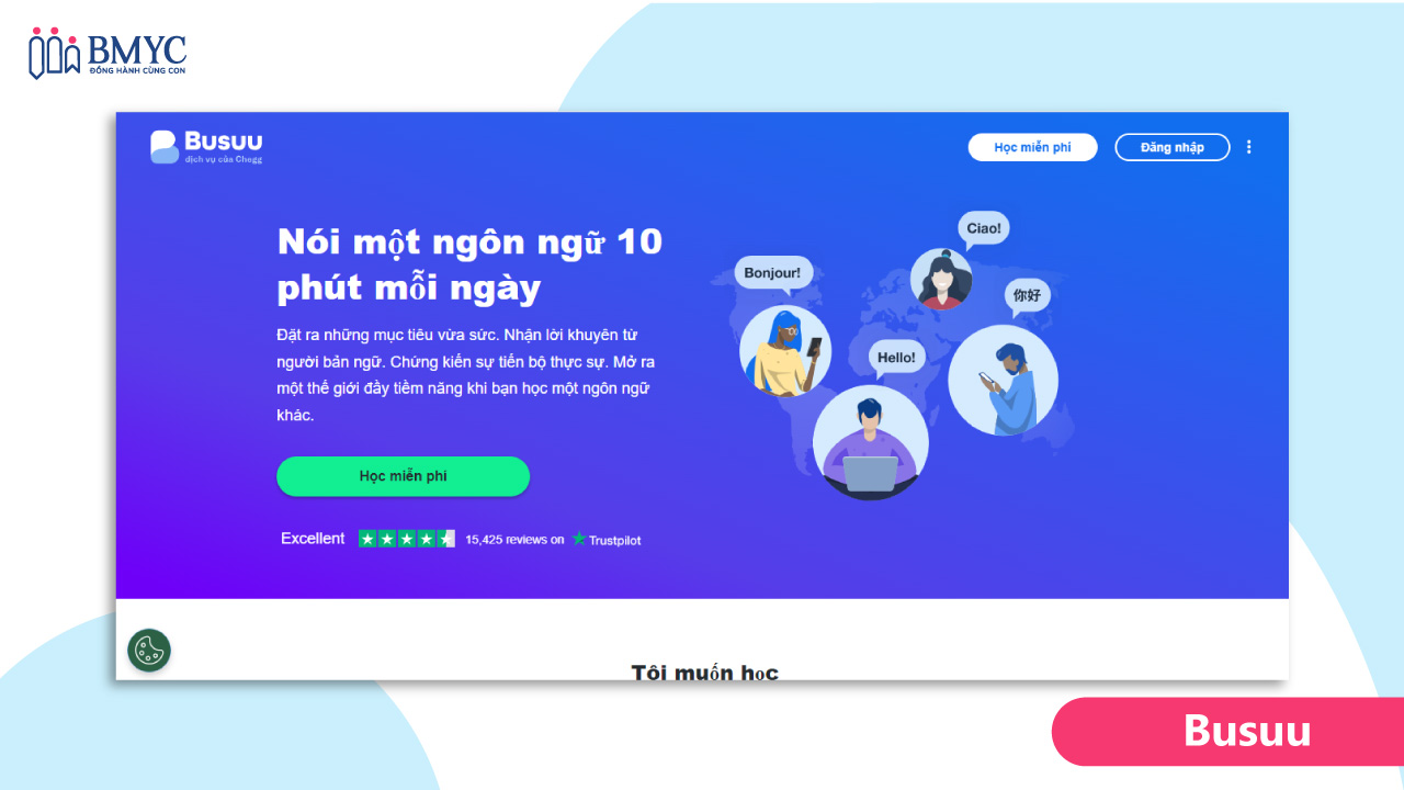 Web luyện nói tiếng anh online Busuu