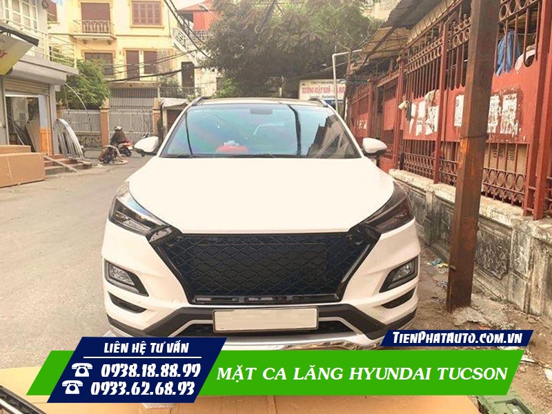 Mẫu ca lăng dạng lưới lắp đặt thực tế trên Hyundai Tucson 2019 - 2021