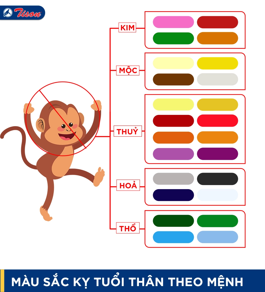 Màu kỵ tuổi Thân theo mệnh năm 2023