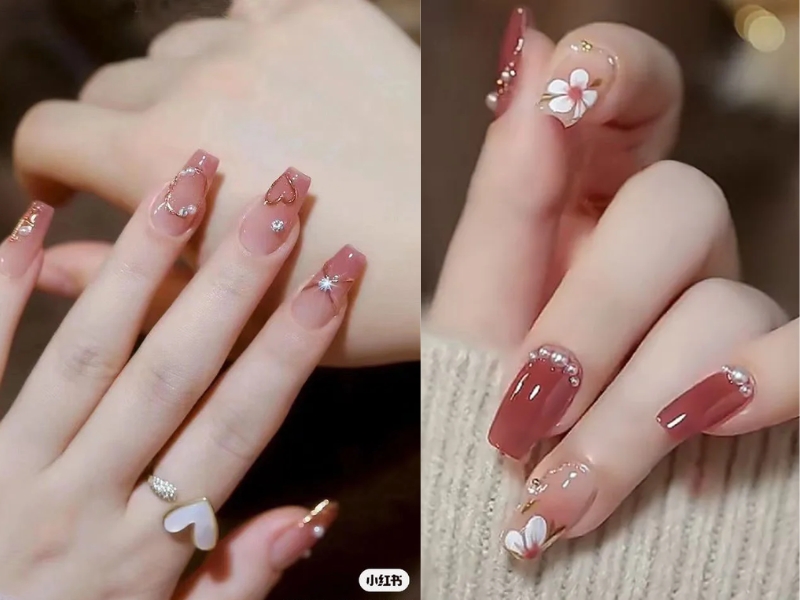 Mẫu nail cô dâu theo phong cách dễ thương