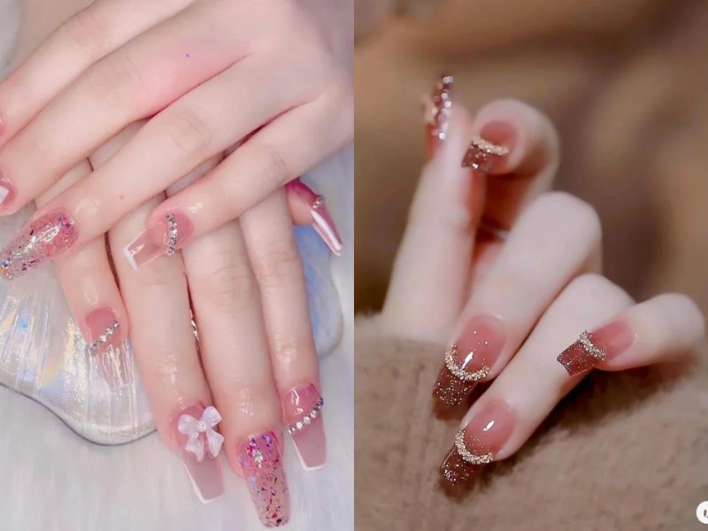 Nhẹ nhàng cùng kiểu nail tone hồng ngày cưới