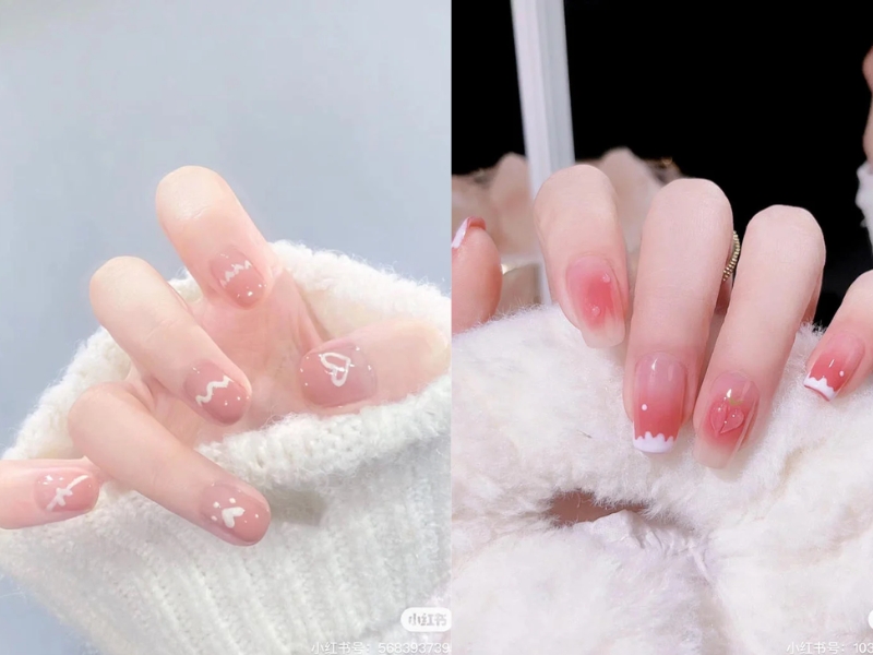 Mẫu nail cô dâu theo phong cách đơn giản