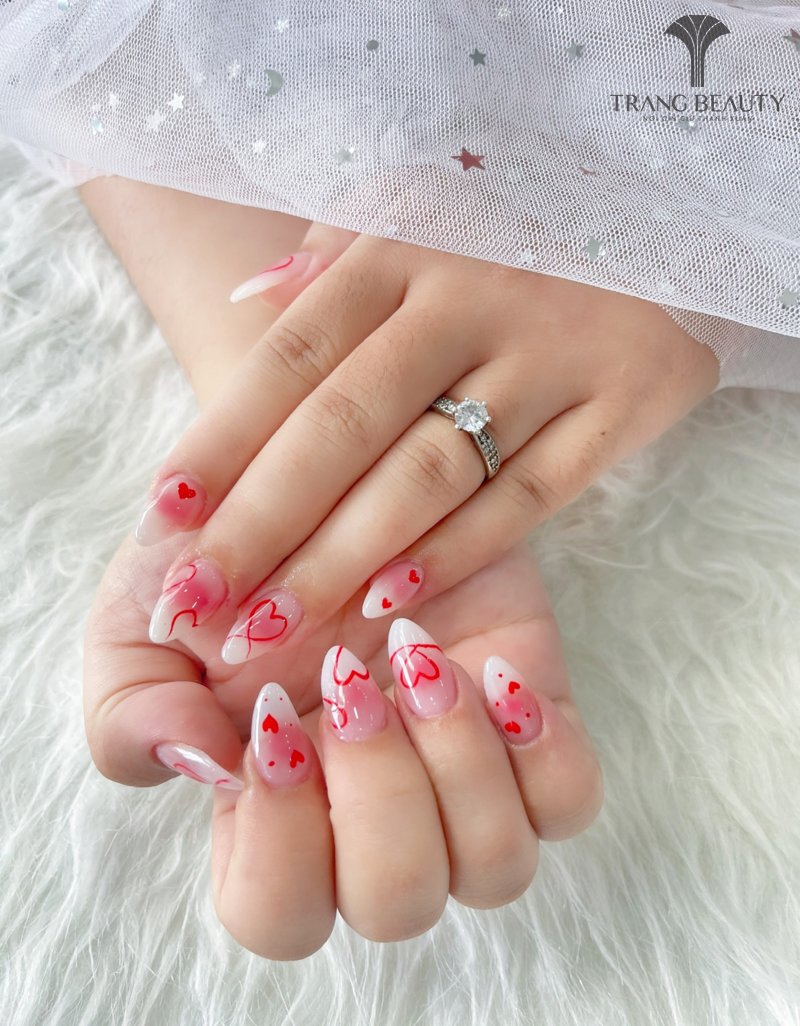 Mẫu nail móng nhọn ombre thạch anh