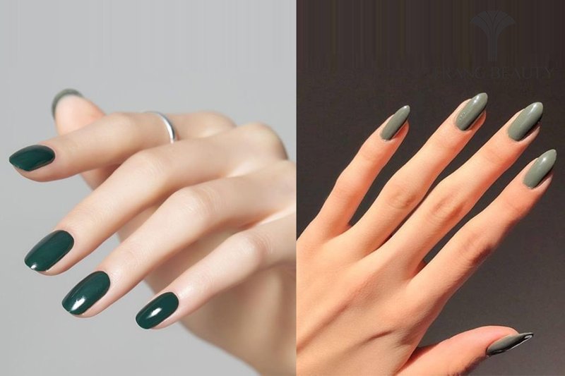 Mẫu nail móng nhọn sơn lì đen ấn tượng