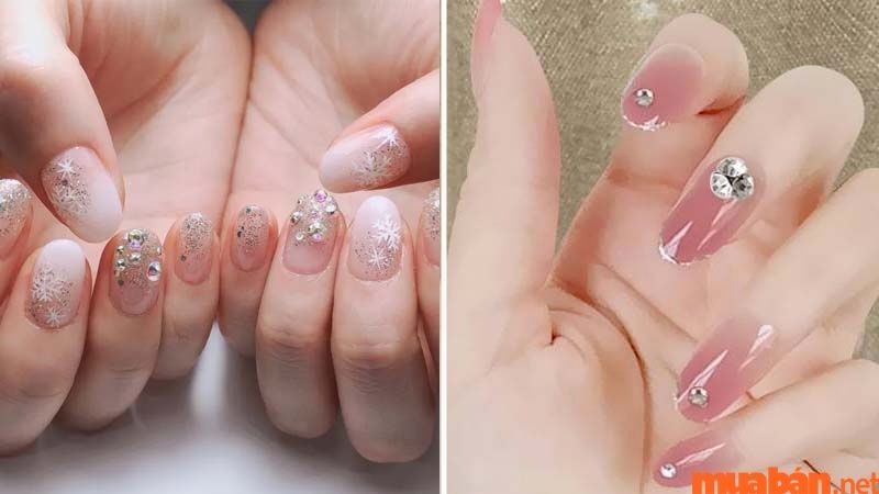 Mẫu nail sơn thạch đính đá