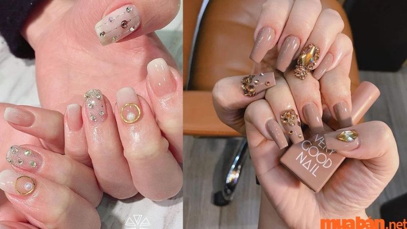 Các mẫu nail đính đá đẹp đơn giản