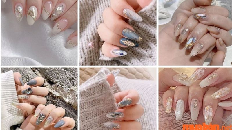 Mẫu nail đính đá đơn giản mà đẹp