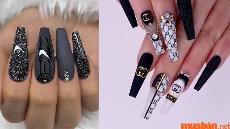 Mẫu nail đính đá đơn giản phong cách Tây Âu siêu