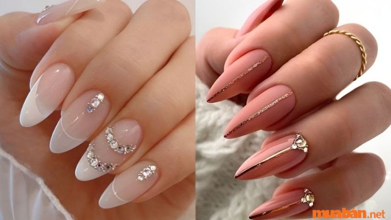 Mẫu nail đính đá đẹp, đơn giản