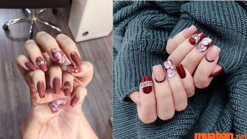 Nail đính đá đẹp tinh tế