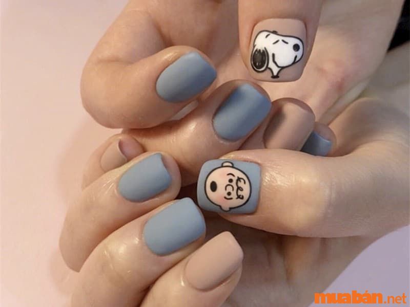 Mẫu nail ngắn sơn nhám