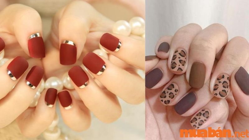 2 mẫu nail ngắn sơn nhám cực cuốn hút