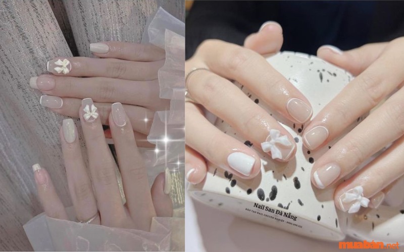 Mẫu nail ngắn cute cho cô dâu