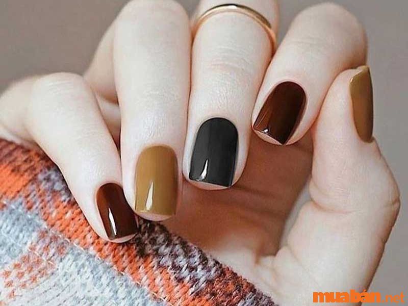 Mẫu nail ngắn phối màu đa dạng