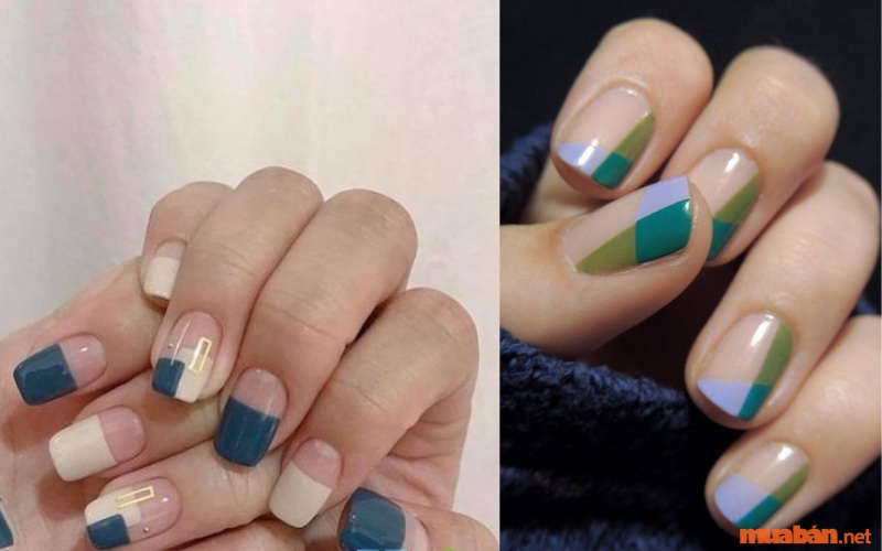 Mẫu nail ngắn sơn French nửa móng