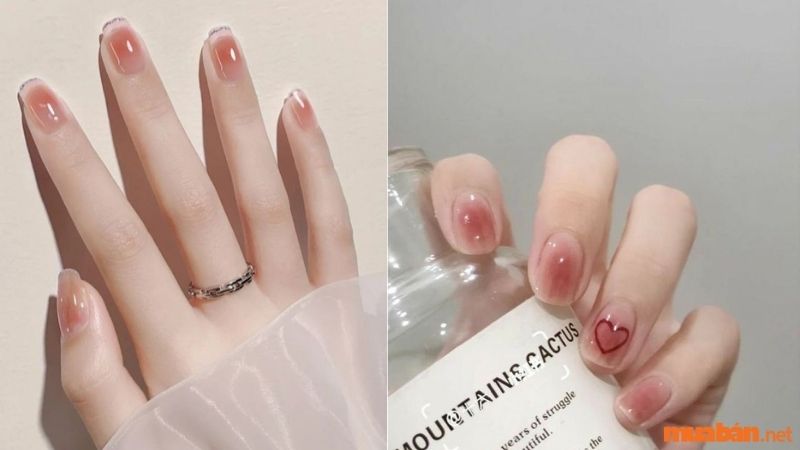 Mẫu nail sơn thạch hồng