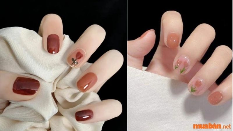 Mẫu nail sơn thạch màu cam