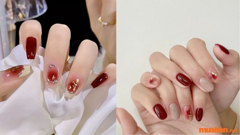 Mẫu nail sơn thạch đỏ quyến rũ