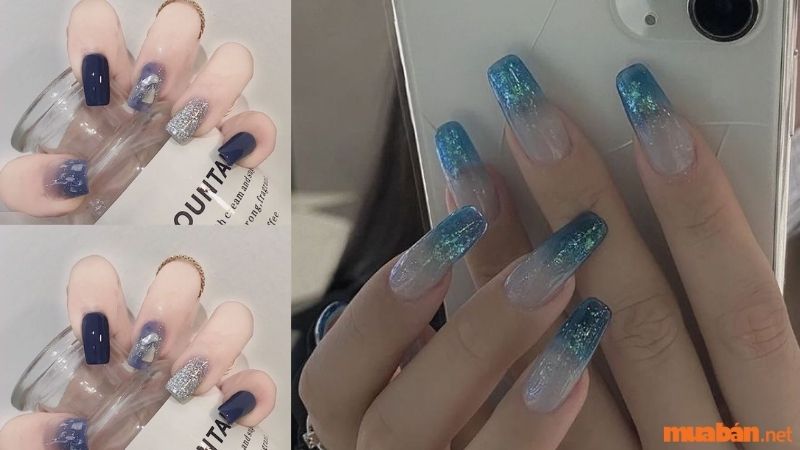 Mẫu nail sơn thạch xanh cá tính