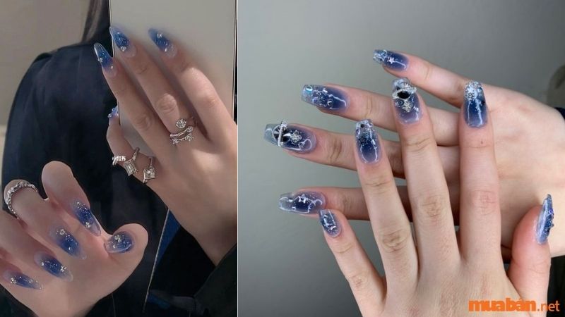 Mẫu nail sơn thạch xanh cá tính