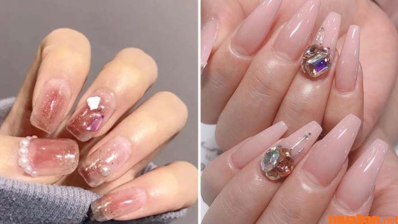 Mẫu nail thạch đính charm