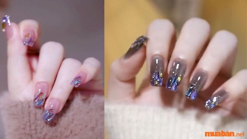 Mẫu nail sơn thạch đính đá