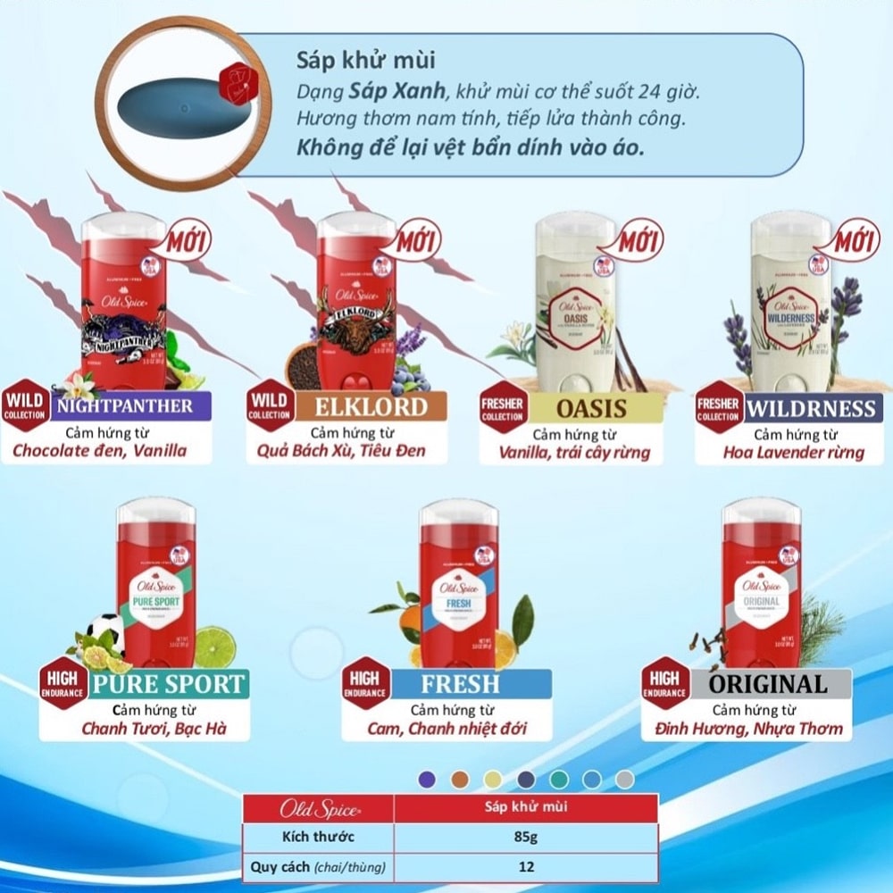 lăn khử mùi Old Spice 13 mùi