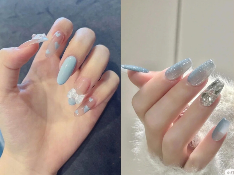 Vì sao những mẫu nail xanh dương nhạt lại được yêu thích?