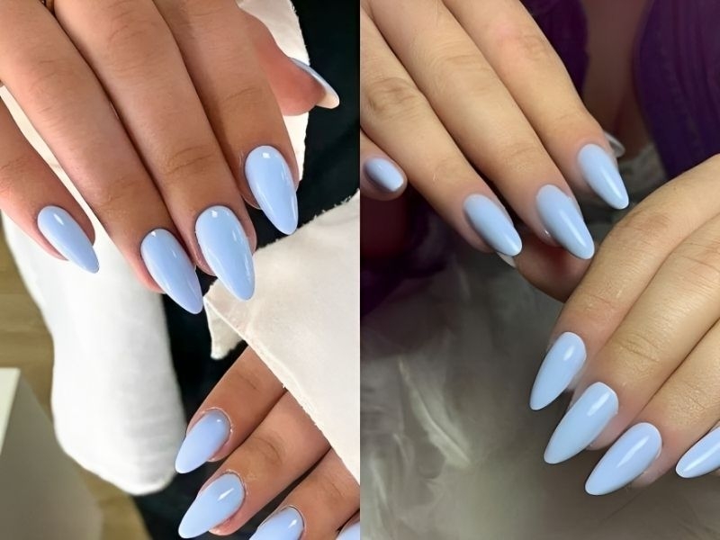 Mẫu nail xanh dương nhạt trơn