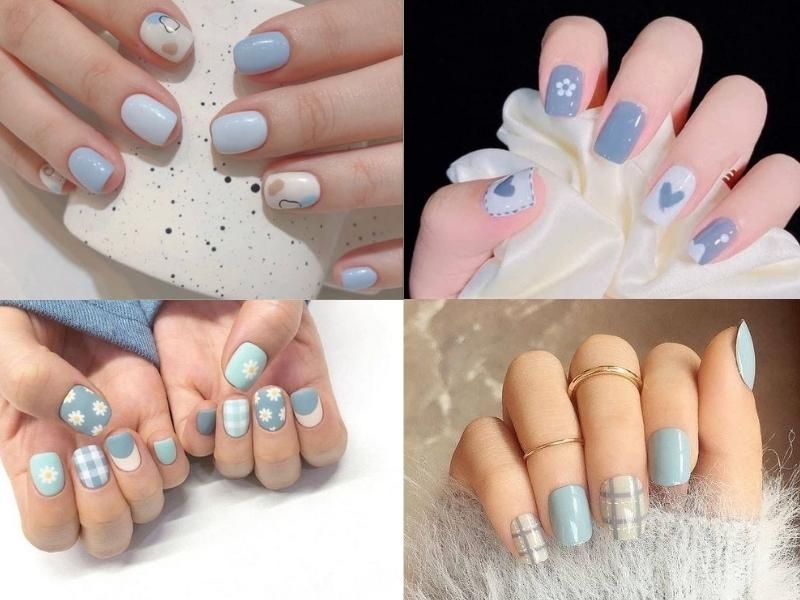 Mẫu nail xanh dương nhạt