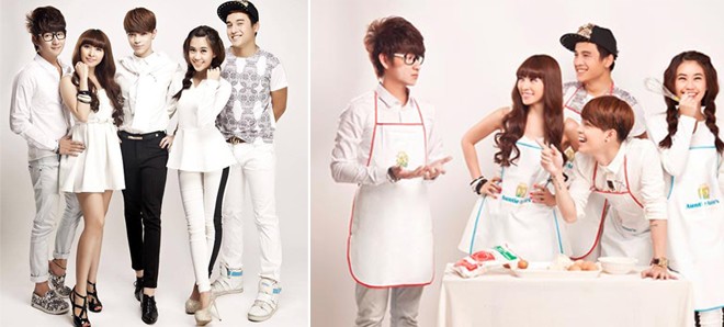 Văn Anh Duy (ngoài cùng bên trái) trong dàn diễn viên chính của phim sitcom.