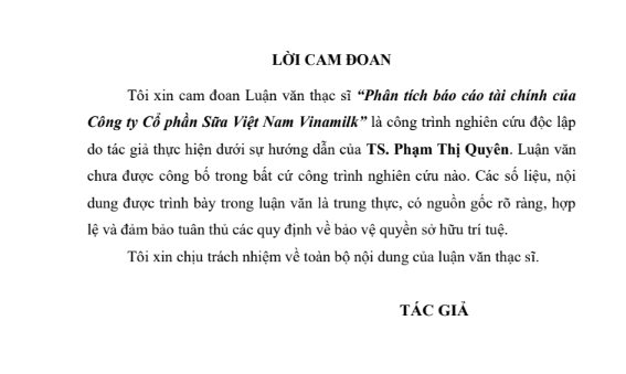 Luận văn thạc sĩ phân tích báo cáo tài chính công ty Vinamilk